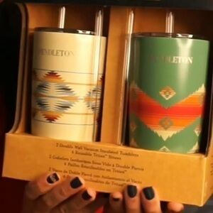 PENDLETON 2-Pack AZTEC Stainless TUMBLER Insulated CUPS and straws 20 Oz…